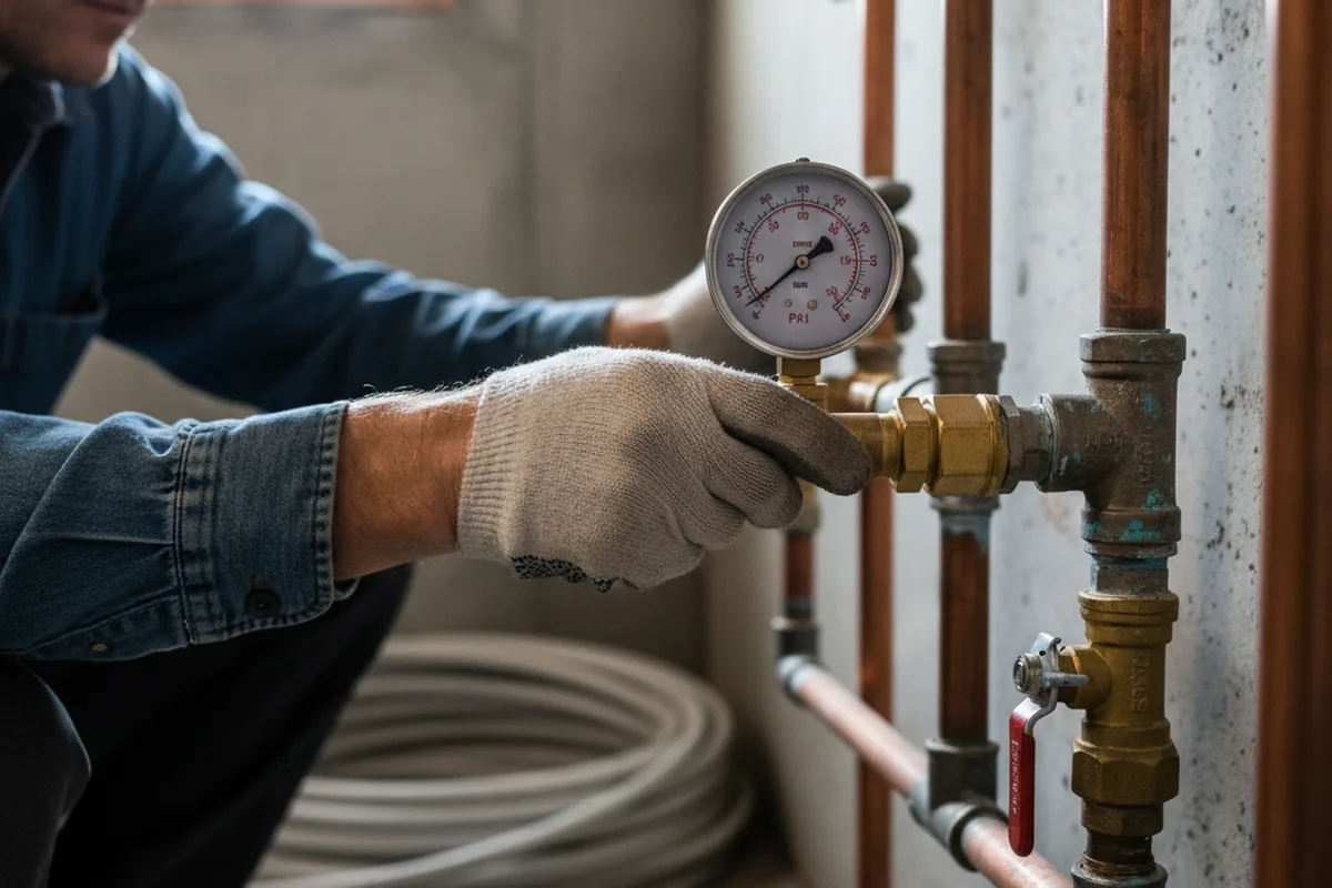 Pressure testing a repaired line during Water Line Repair in Gunpowder